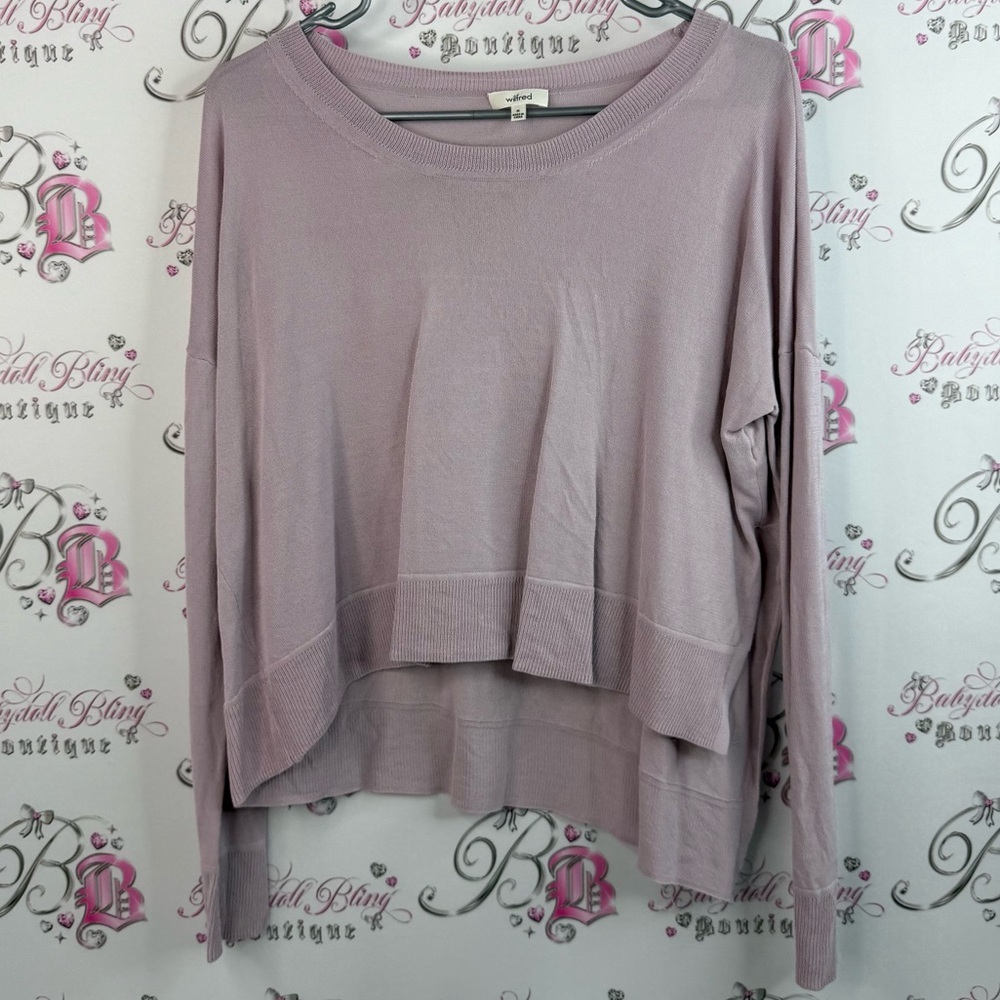 Wilfred Aritzia pull over flowy comfy purple sweater knit Mauve Sweatshirt